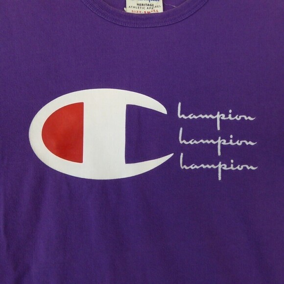 Champion Shirt Adult Small Purple Long Sleeve Triple Script Embroidered Heritage - Picture 2 of 8